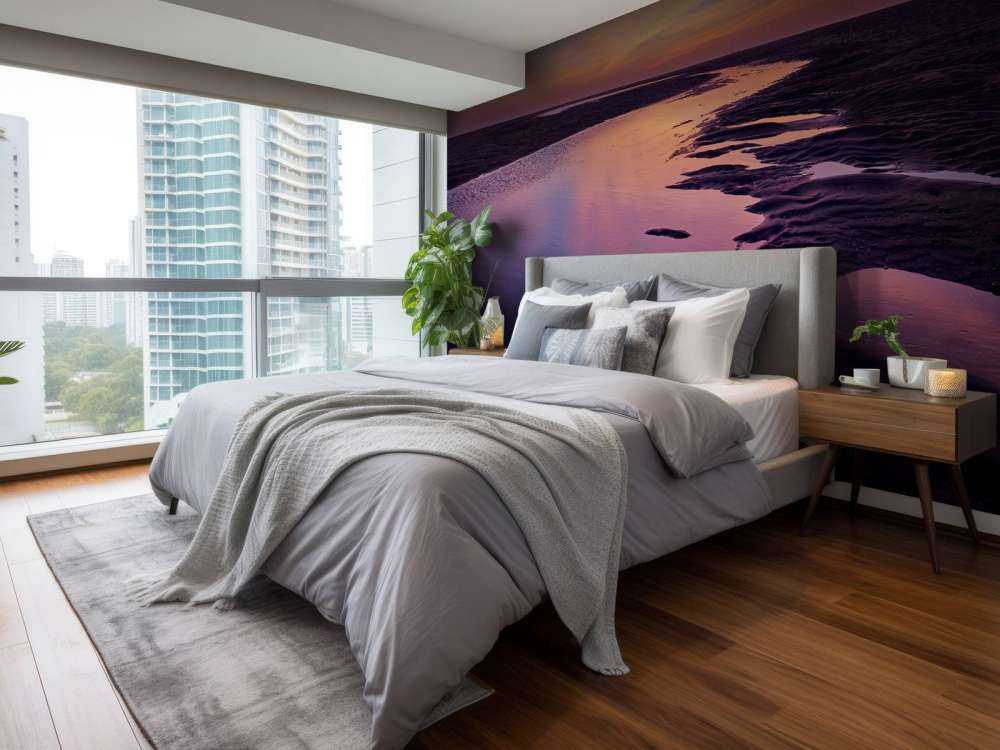 Zachód słońca z purpurowym zachodem