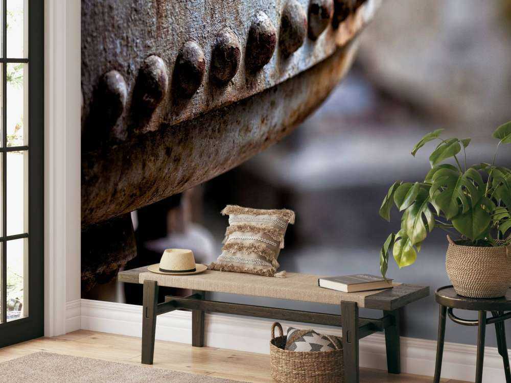 Detal zardzewiałego kotła parowego