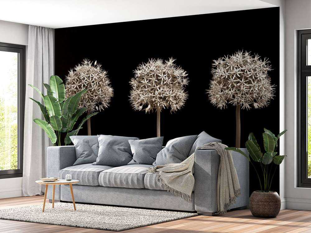 Trzy kwiaty alg w rzędzie