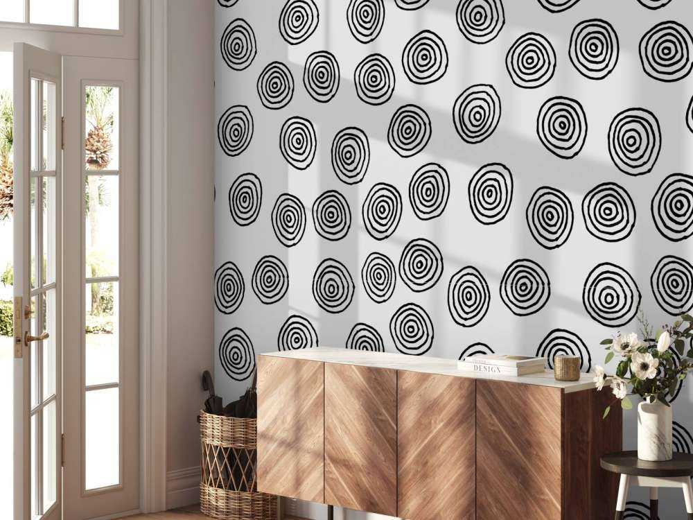 Kręgi abstrakcyjne w kolorach czarnym i białym