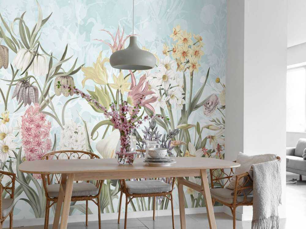 Kwiaty Wiosenne - Mgliste Aqua