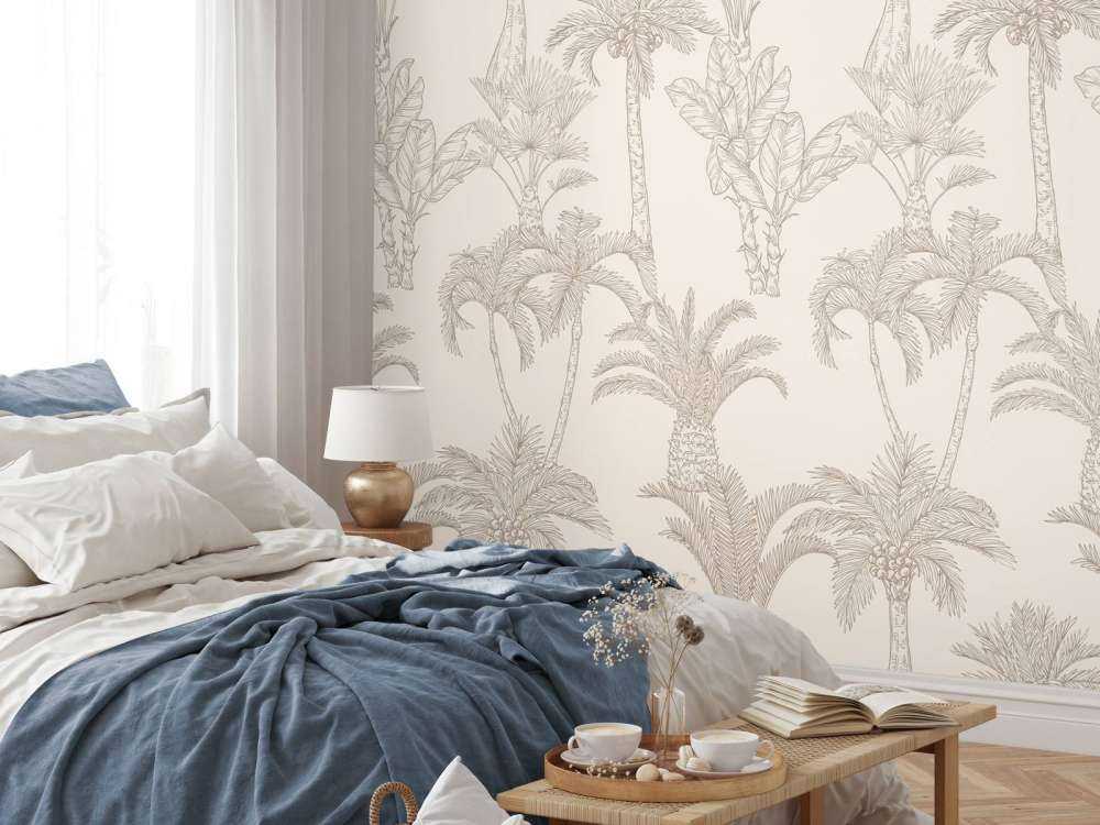 Dżungla line-art beżowa