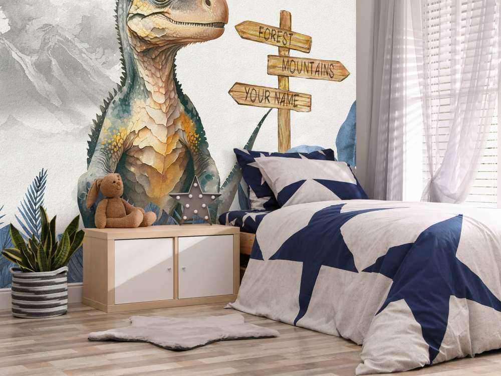 Młody velociraptor w niebieskiej dżungli