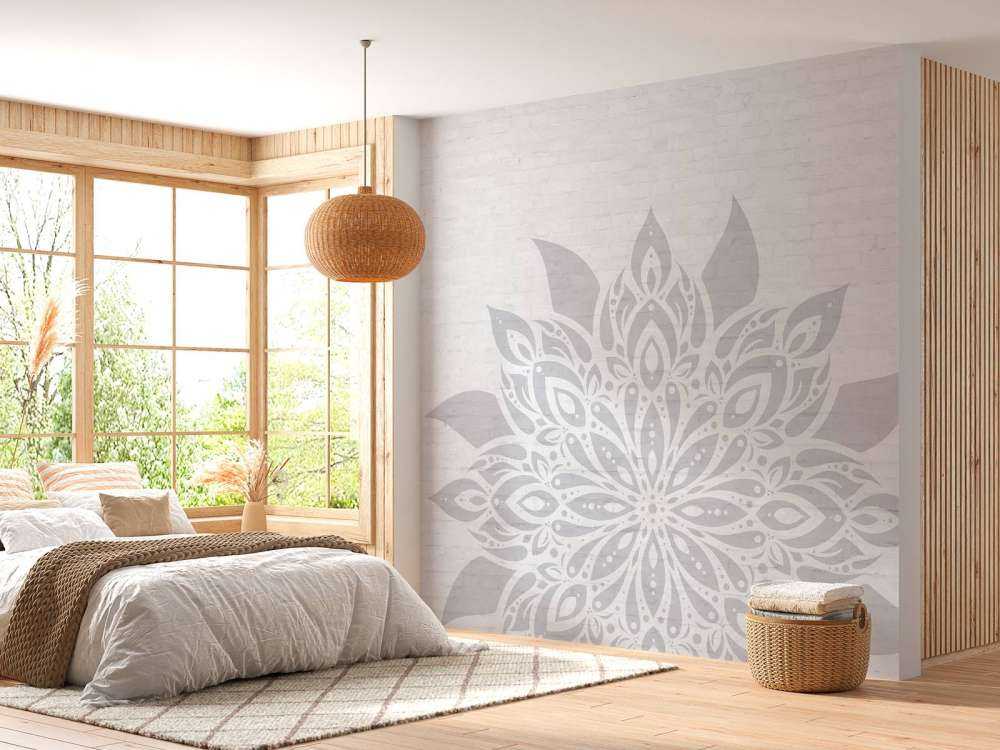 Jasnoszary Mandala On Brick