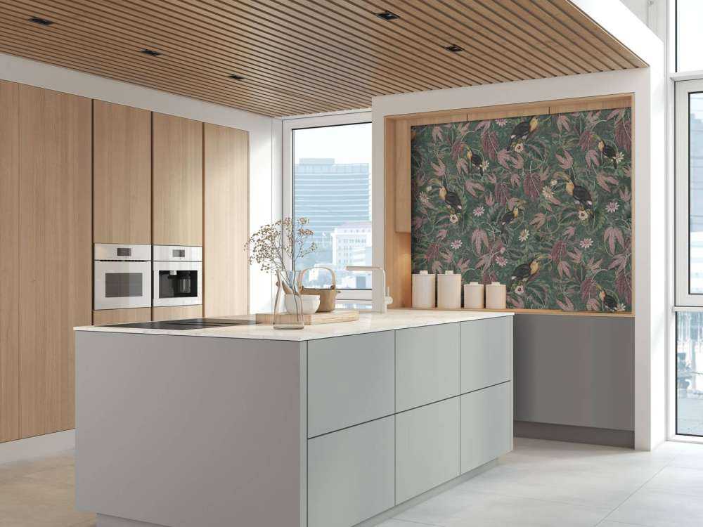 Ptaki i tukany z tropikalnej dżungli - ciemnozielony