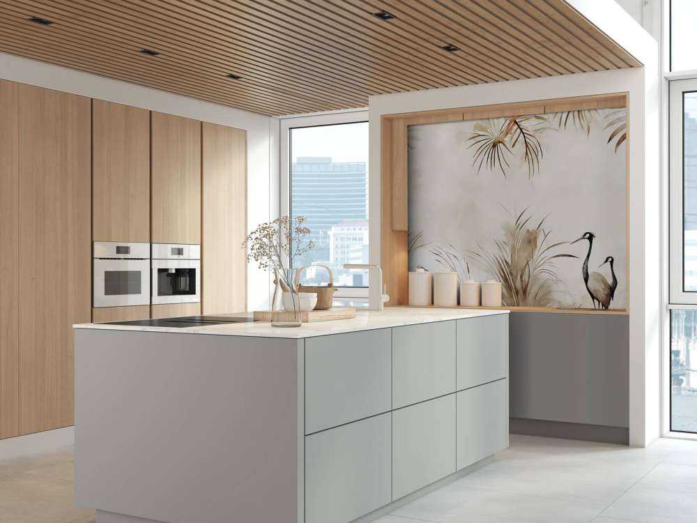 Żurawie w polu taupe