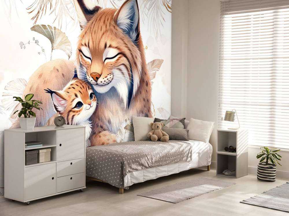 Kochająca ryś z młodym