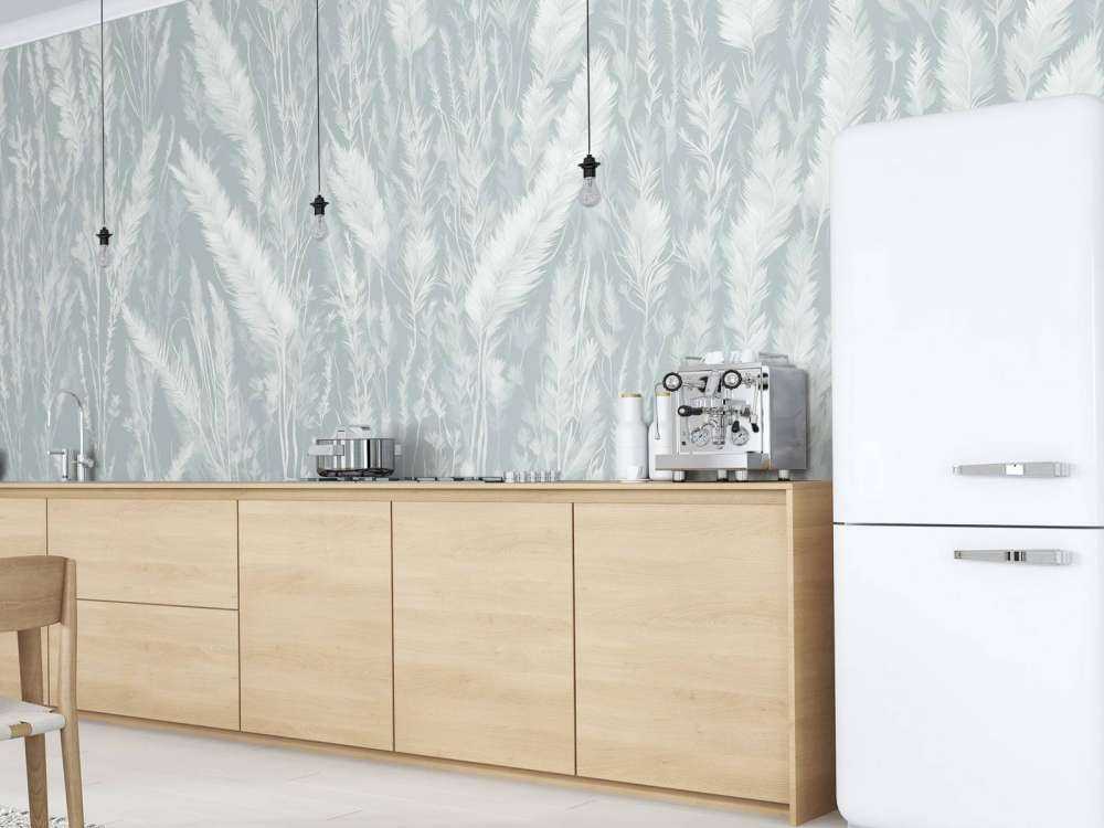 Ściana traw polnych - miętowa zieleń