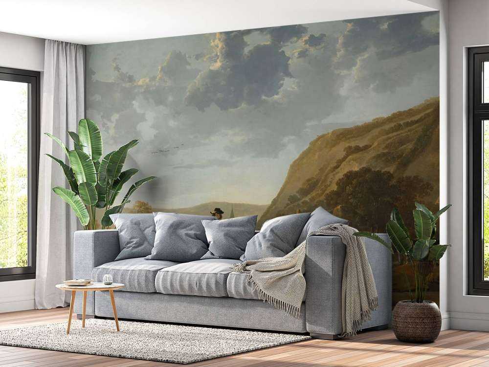 Krajobraz rzeczny z jeźdźcami