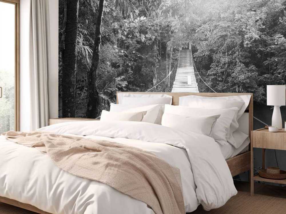 Most wiszący czarny i biały