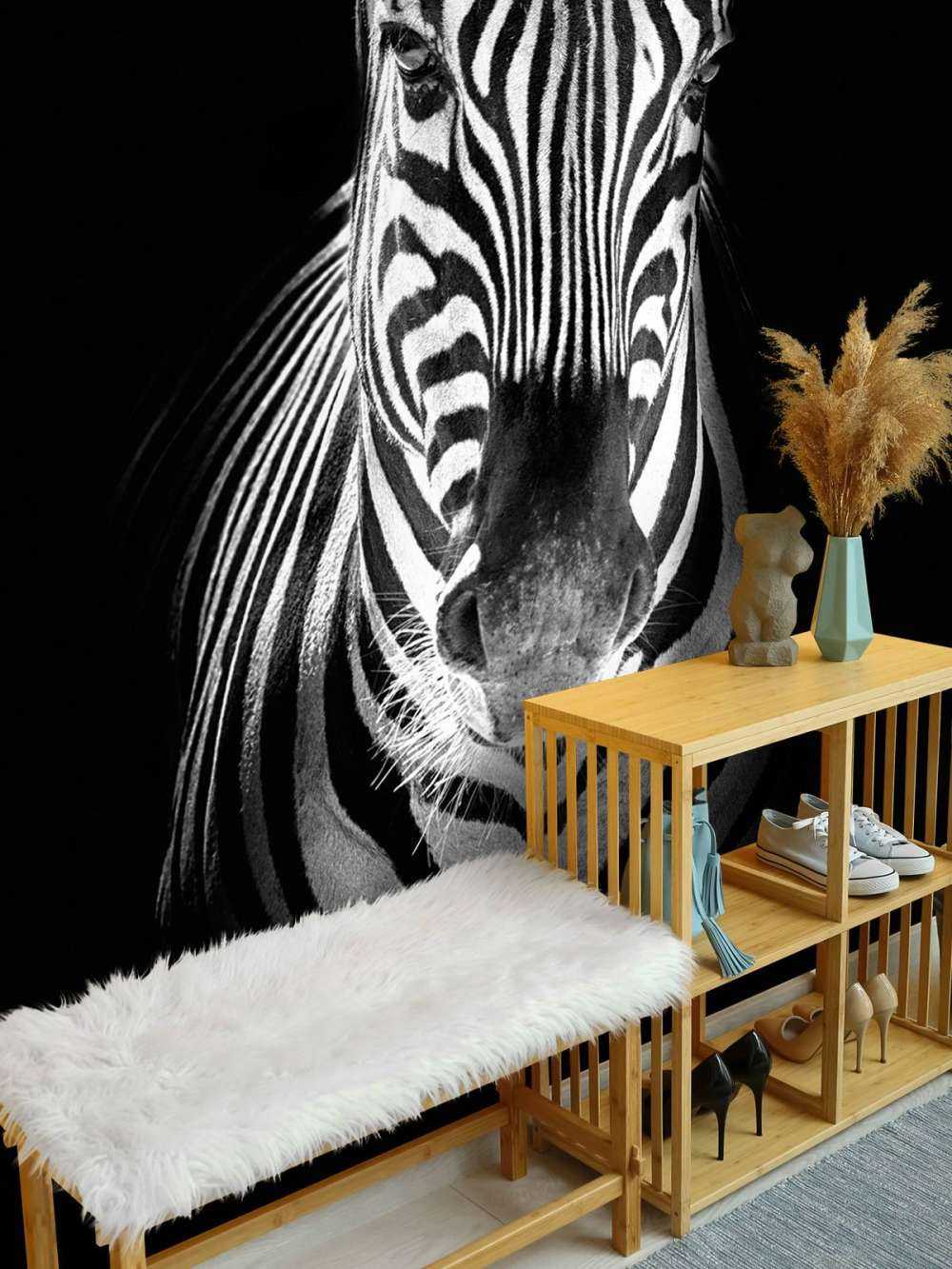 Zbliżenie na zebrę czarno-białą