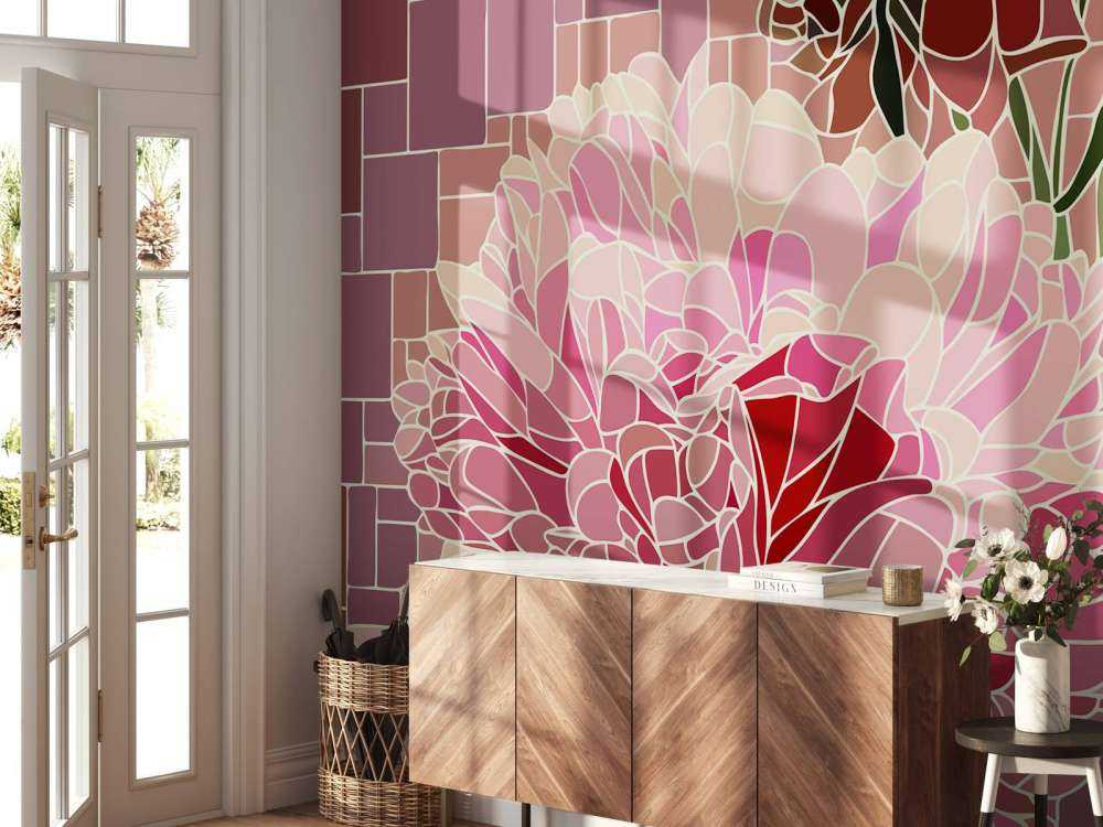 Mozaika z różowych kwiatów