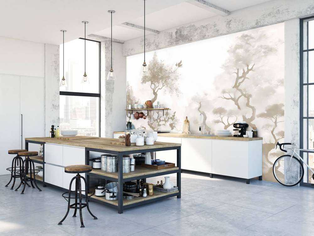 Kwitnące drzewa Szare