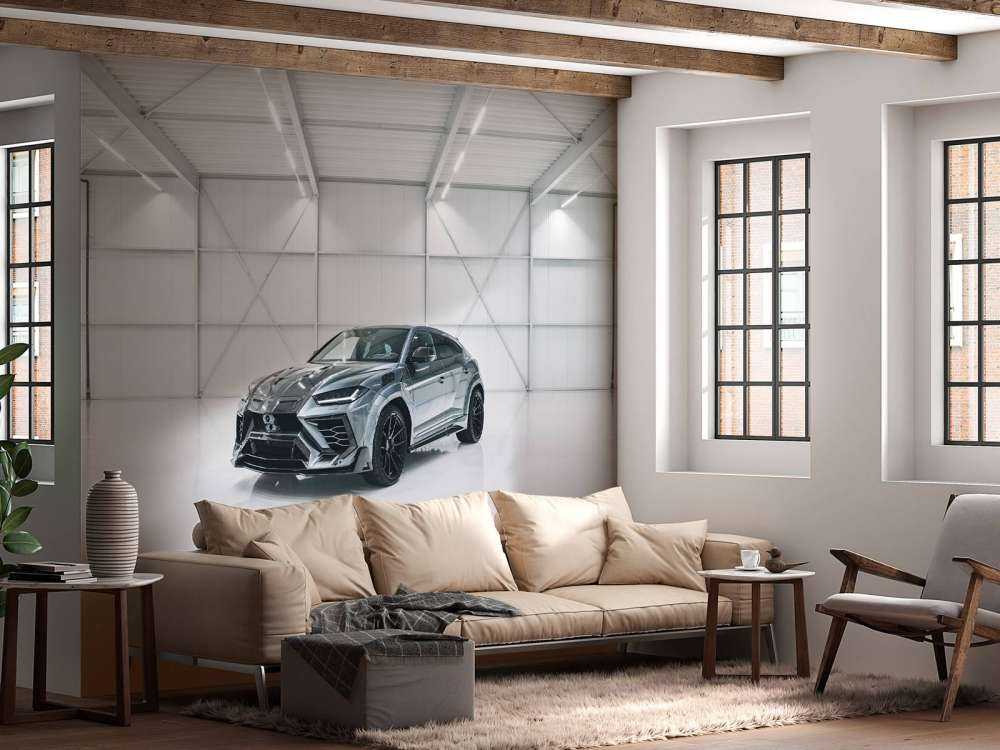 Lamborghini w białej hali