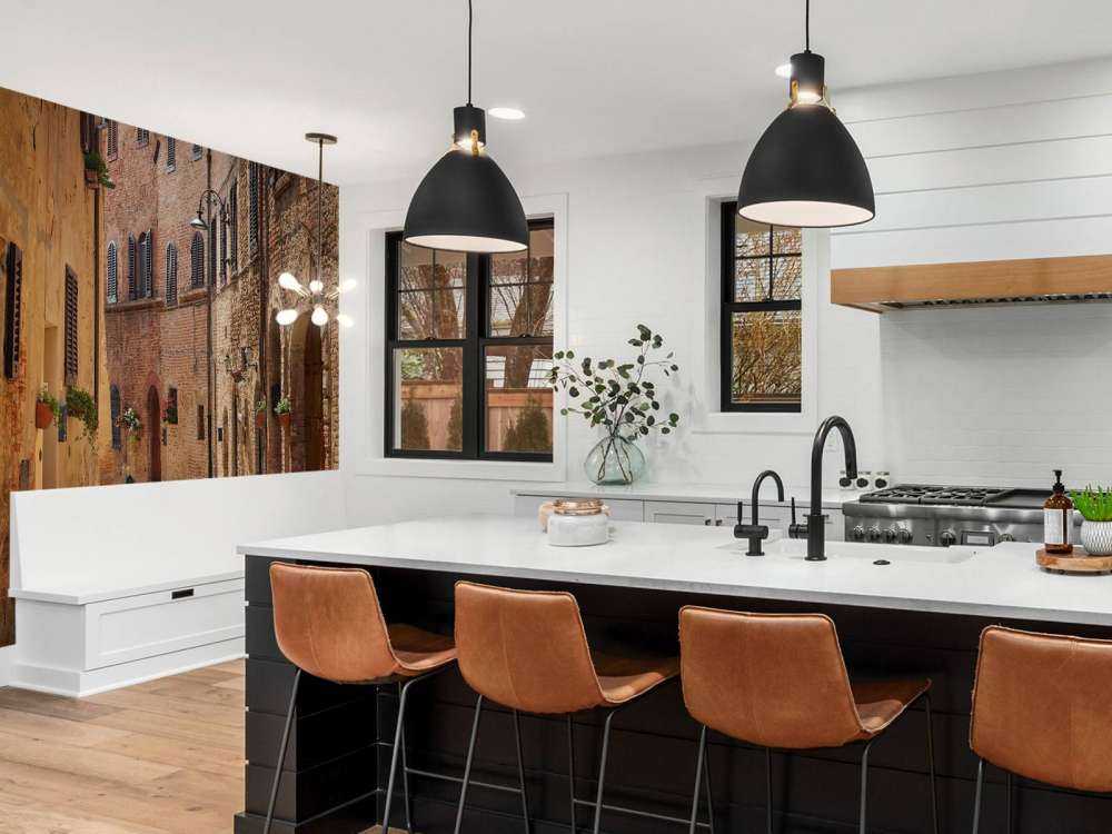 Klasyczna ulica z kwiatami