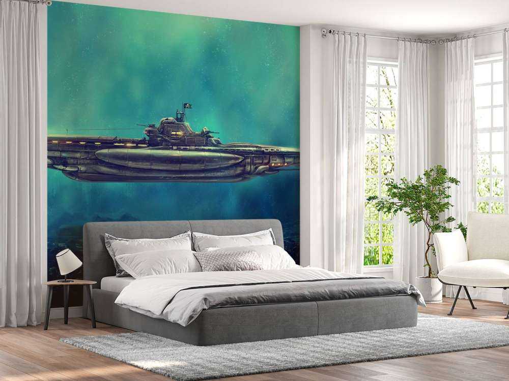 Piracka łódź podwodna w podwodnym świecie