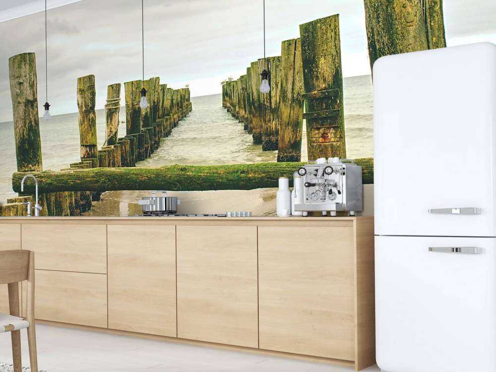 Mossy pile heads in the water