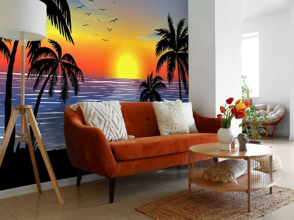 Niebieski, pomarańczowy zachód słońca