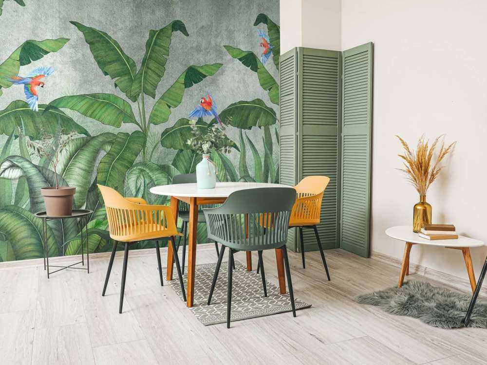 Tropikalne liście na betonie