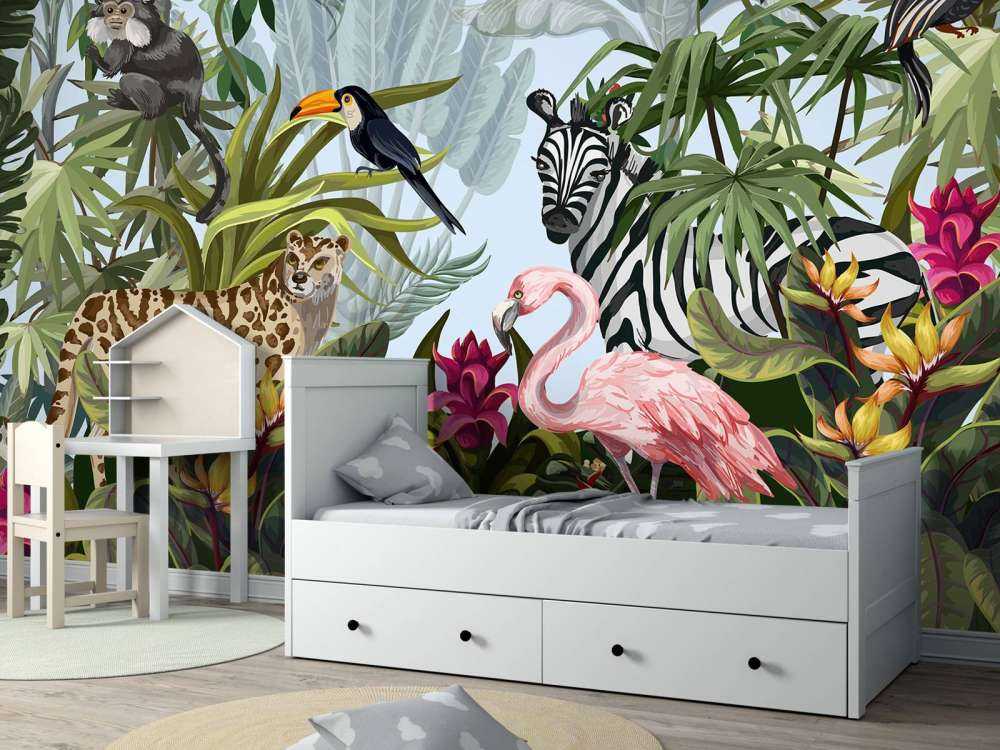 Kolorowa dżungla z zwierzętami