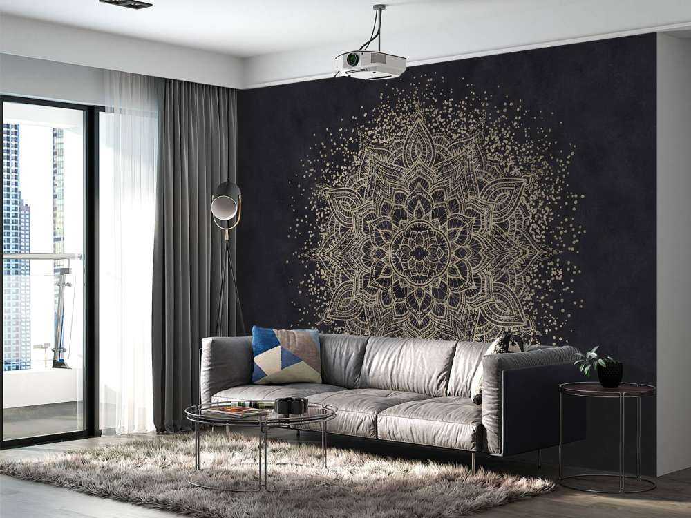 Golden Sparkling Mandala - ciemny granatowy