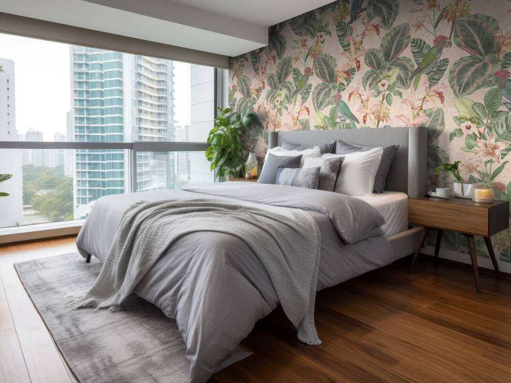 Ptaki i papugi tropikalnej dżungli - delikatny róż