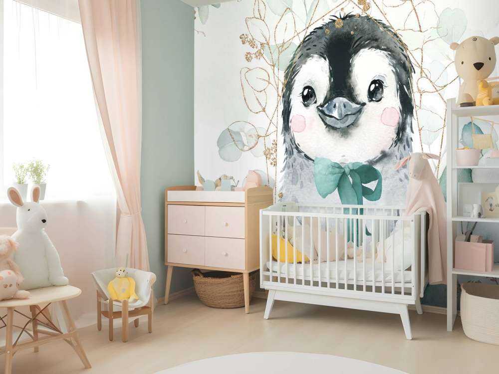 Mały pingwin i zielona kokarda