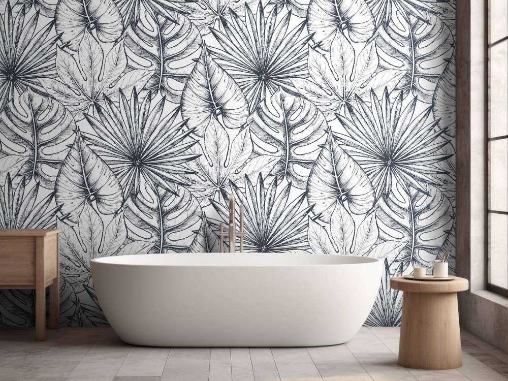 Białe rysowane liście