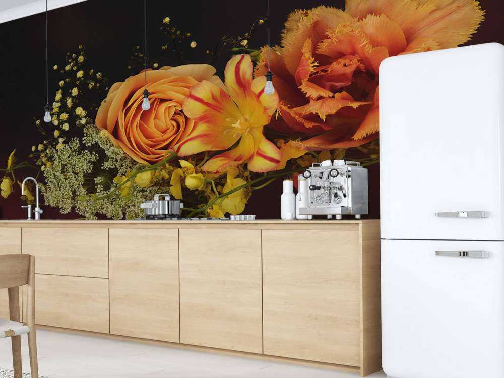 Girlanda z ułożonych kwiatów