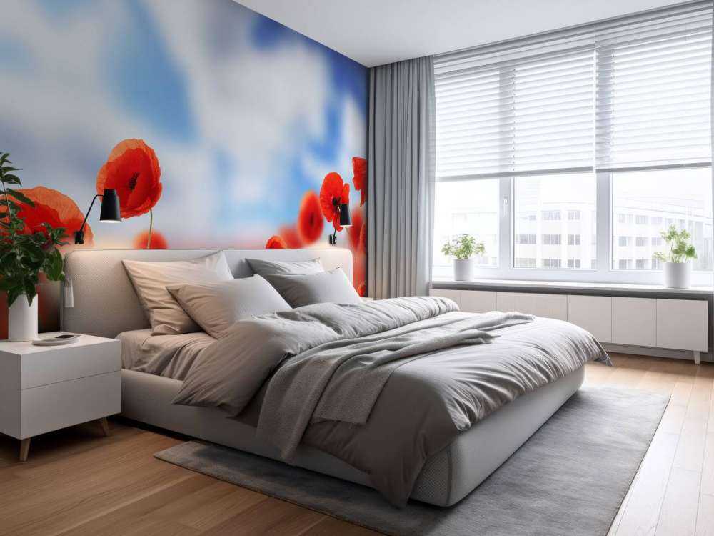 Błękitne niebo i czerwone maki