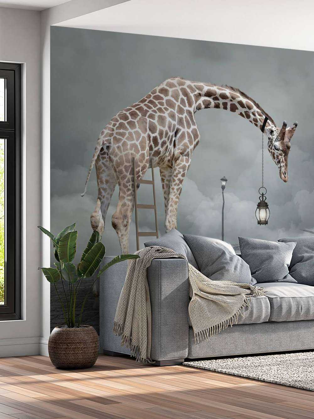 Fantastyczny krajobraz ze zwierzętami