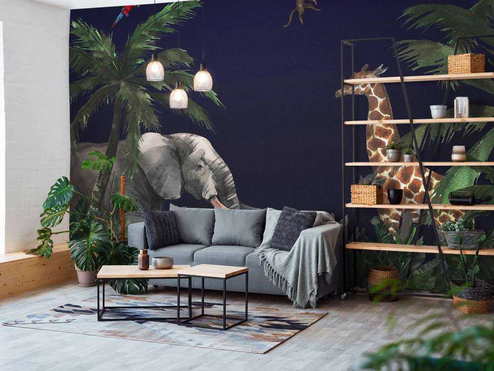 Zwierzęta w dżungli nocą