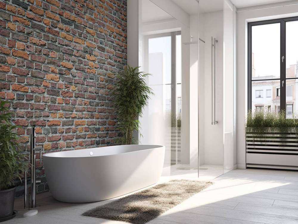 Odrestaurowany stary mur z cegły