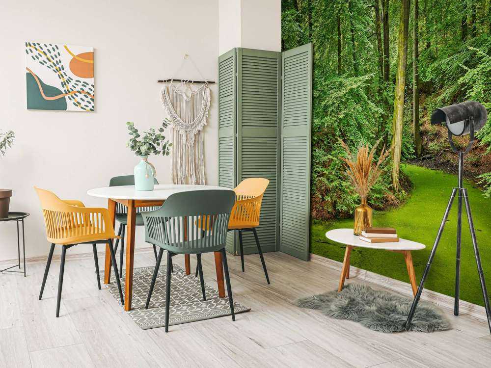 Strumień z kaczenicami w lesie