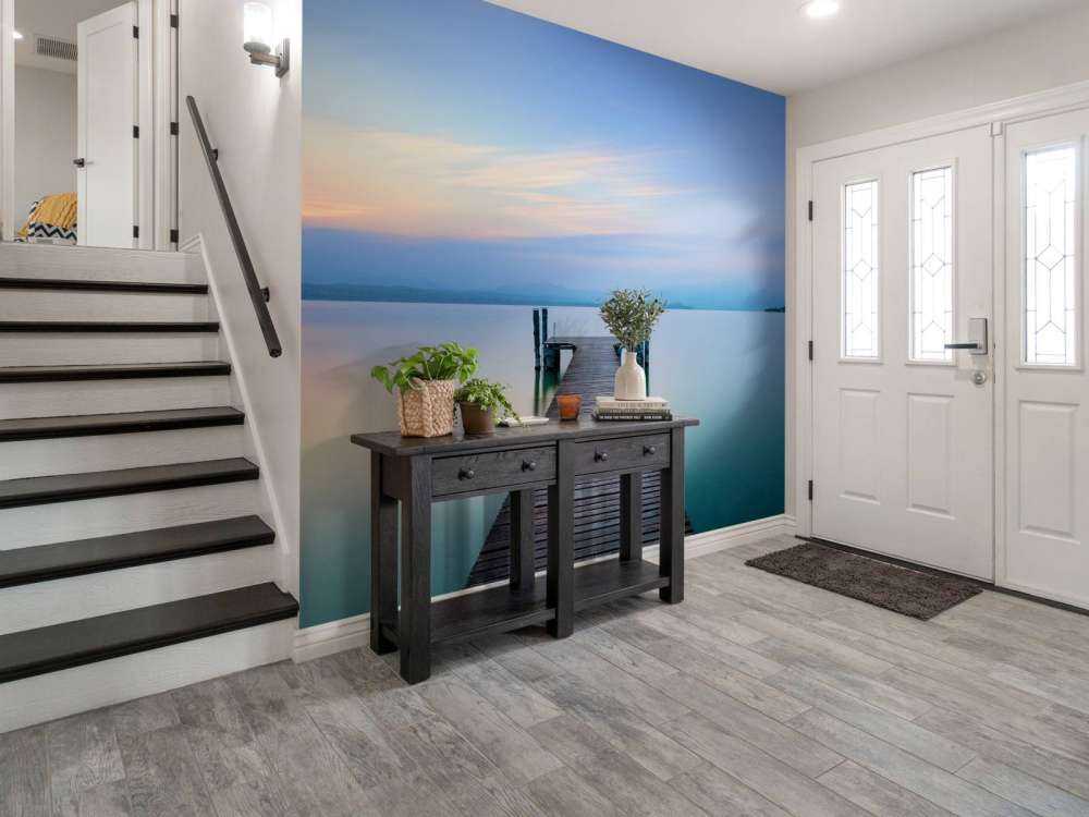 Nabrzeże o zachodzie słońca