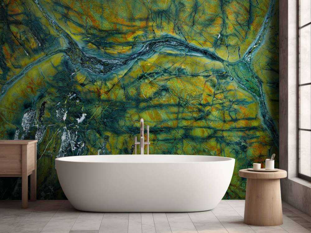 Zielony marmur z pomarańczą