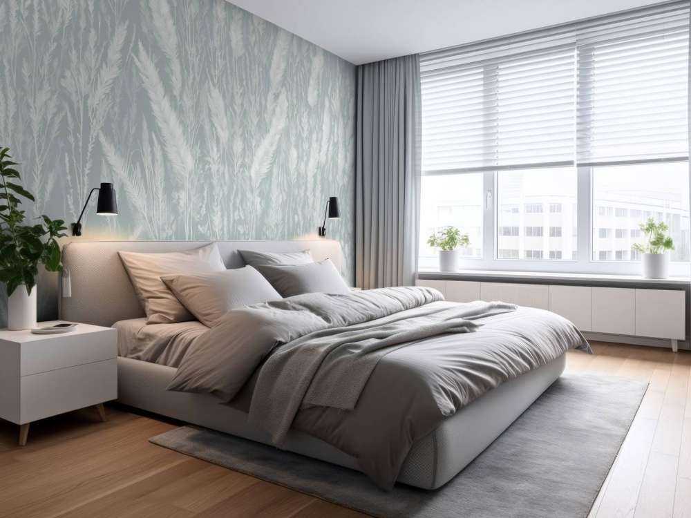 Ściana traw polnych - miętowa zieleń