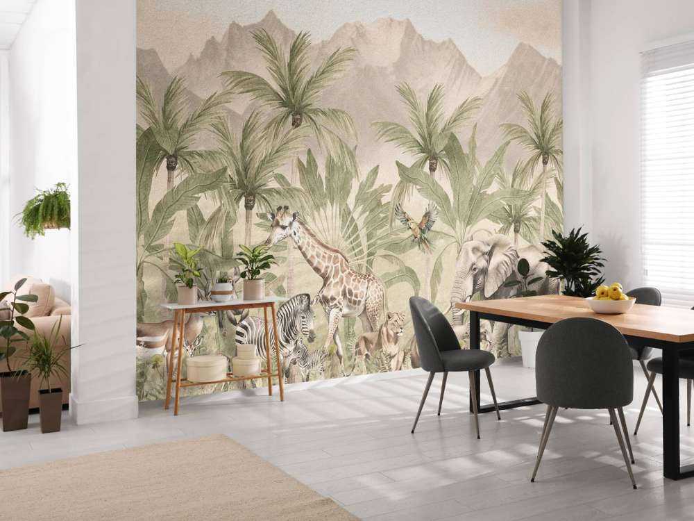 Krajobraz górski ze zwierzętami