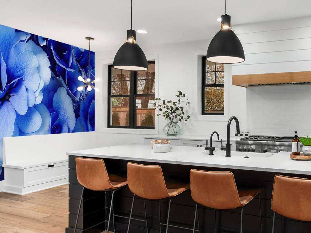 Zbliżenie na niebieskie hortensje