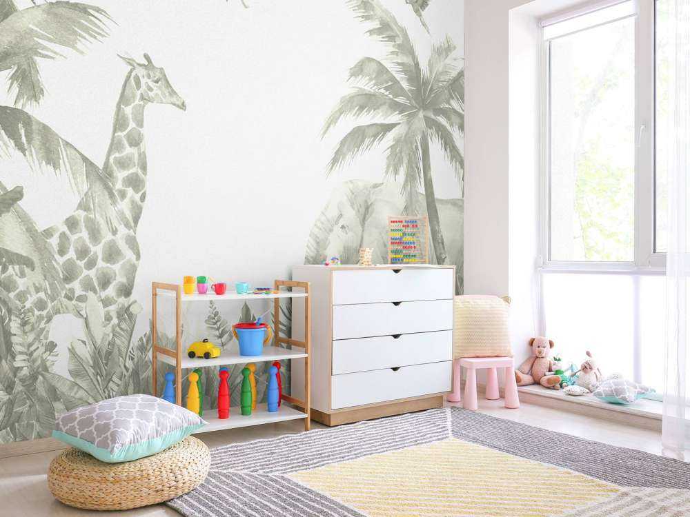 Różne zwierzęta z dżungli w kolorze zielonym