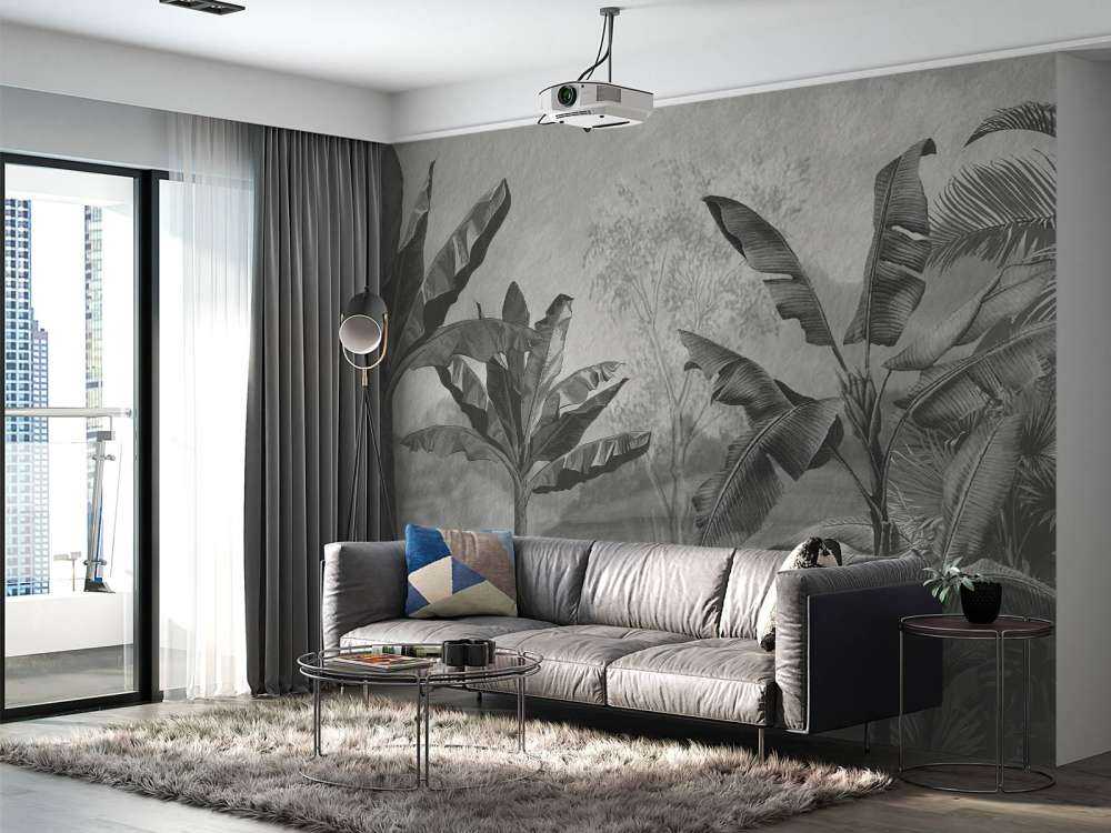 Drzewa bananowe w czerni i bieli