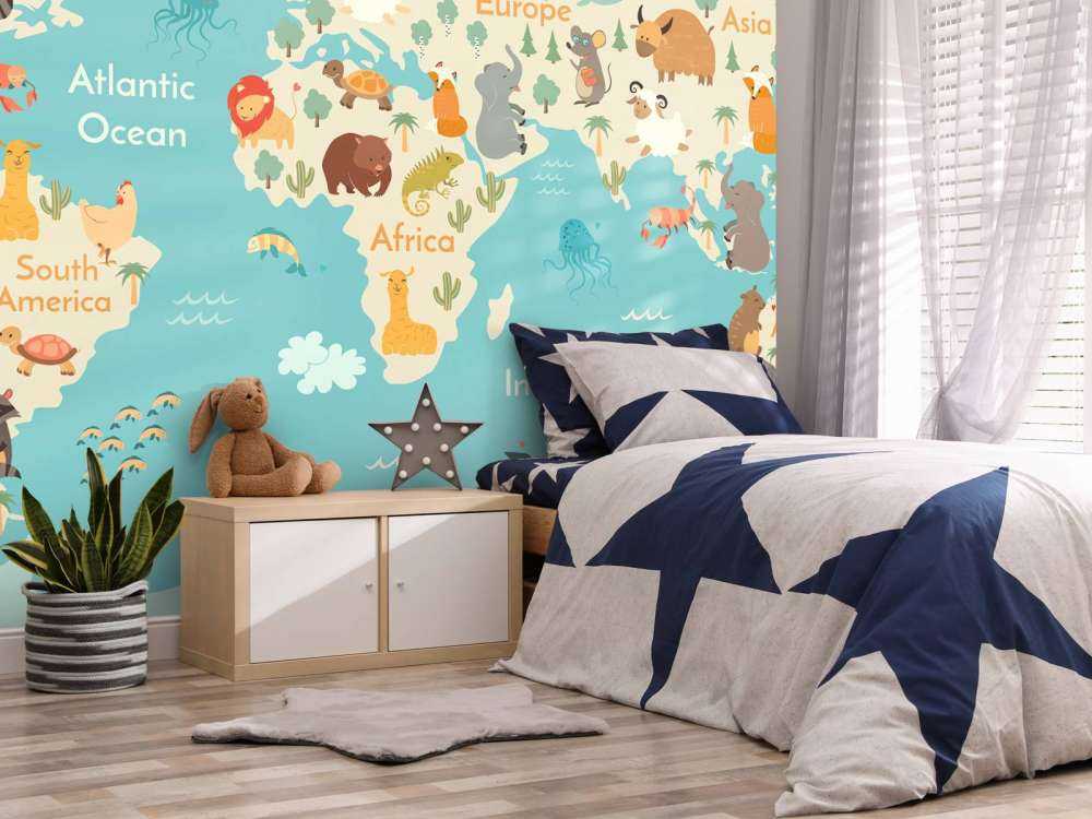 Mapa świata ze zwierzętami