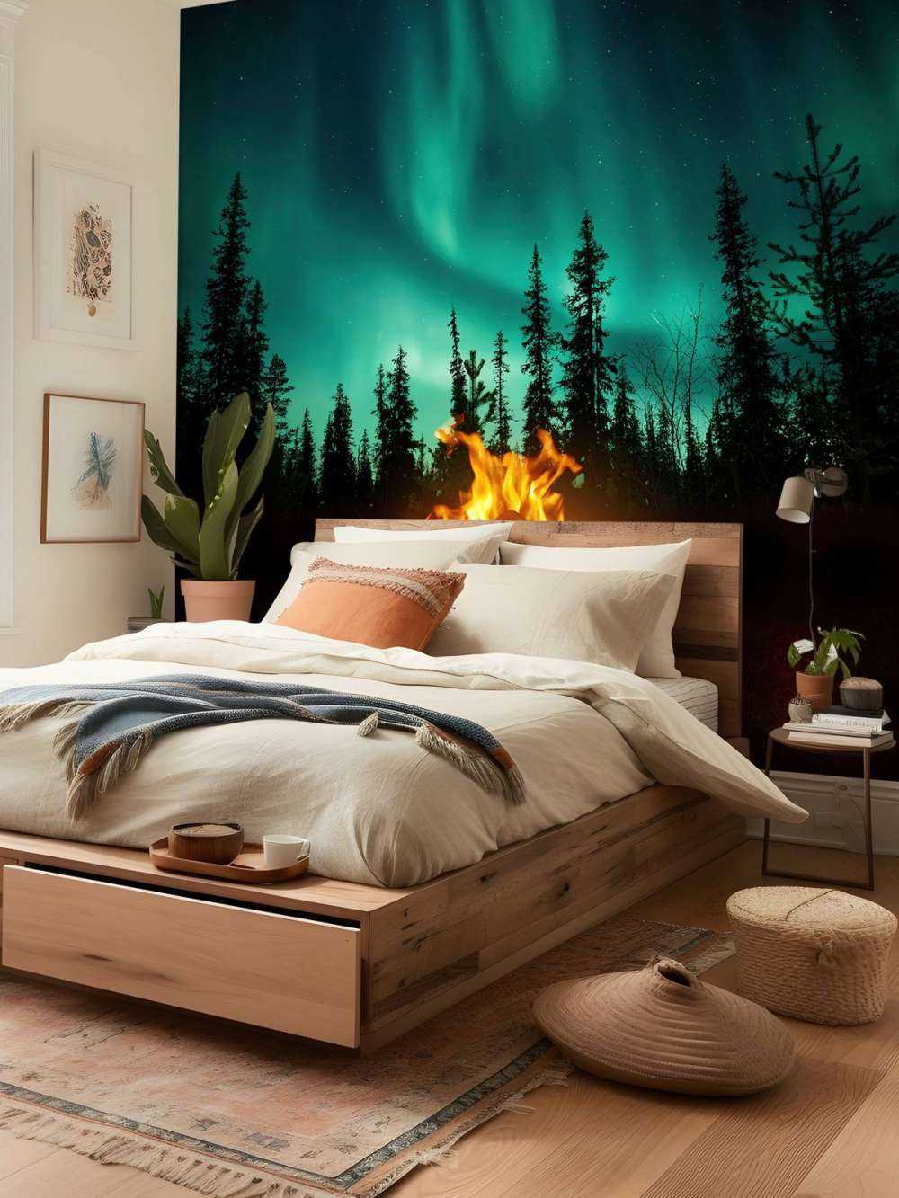 Ognisko pod północnymi światłami