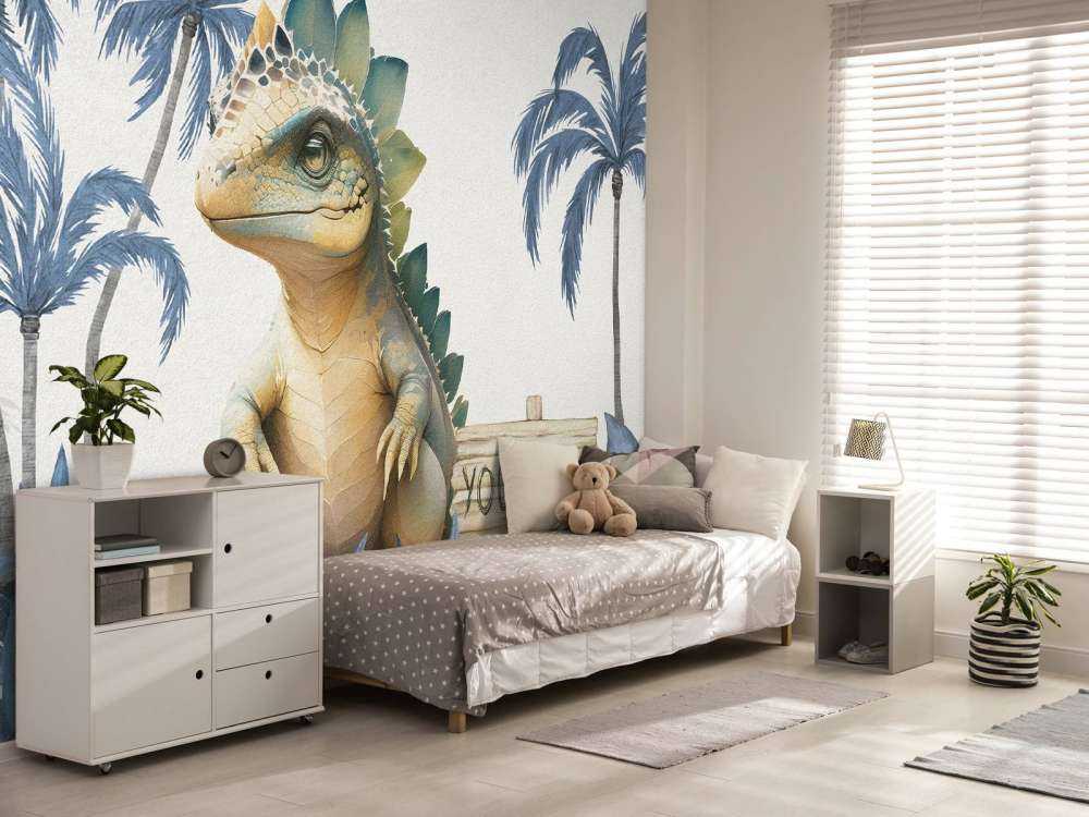 Młody stegozaur w niebieskiej dżungli