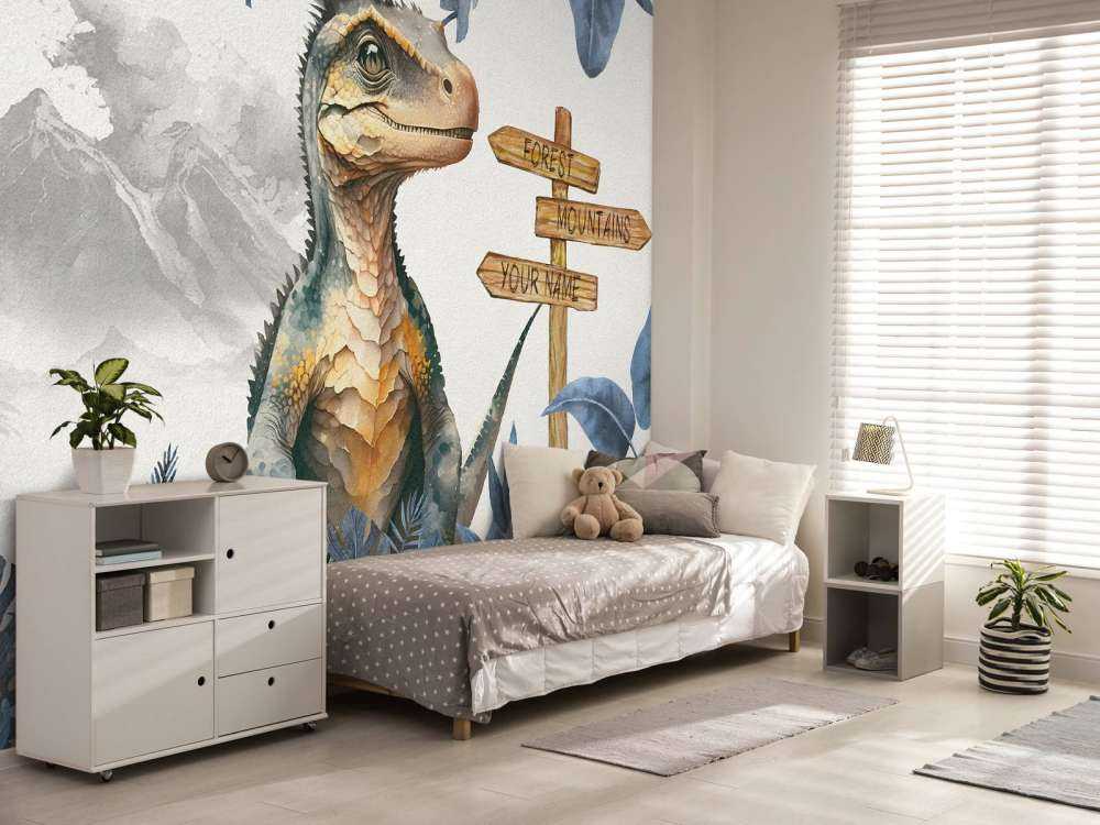 Młody velociraptor w niebieskiej dżungli