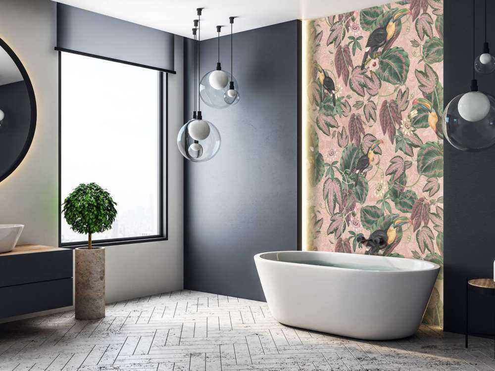 Ptaki i tukany z tropikalnej dżungli - różowy