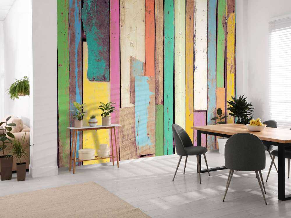 Kolorowe drewno wyburzeniowe