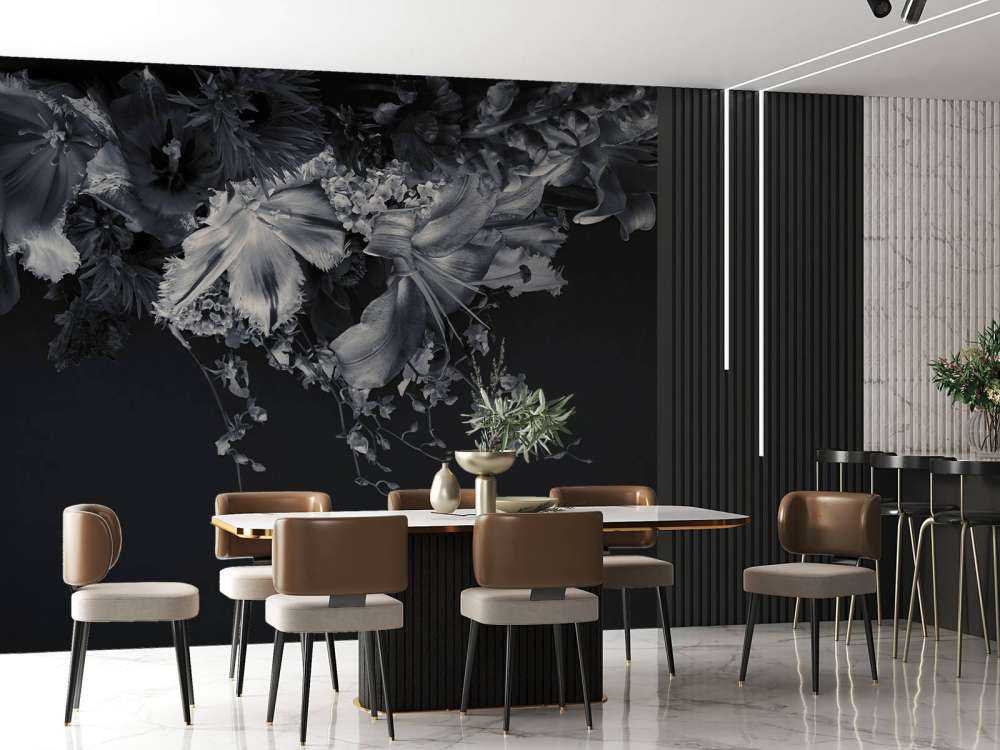 Złożone kwiaty w czerni i bieli