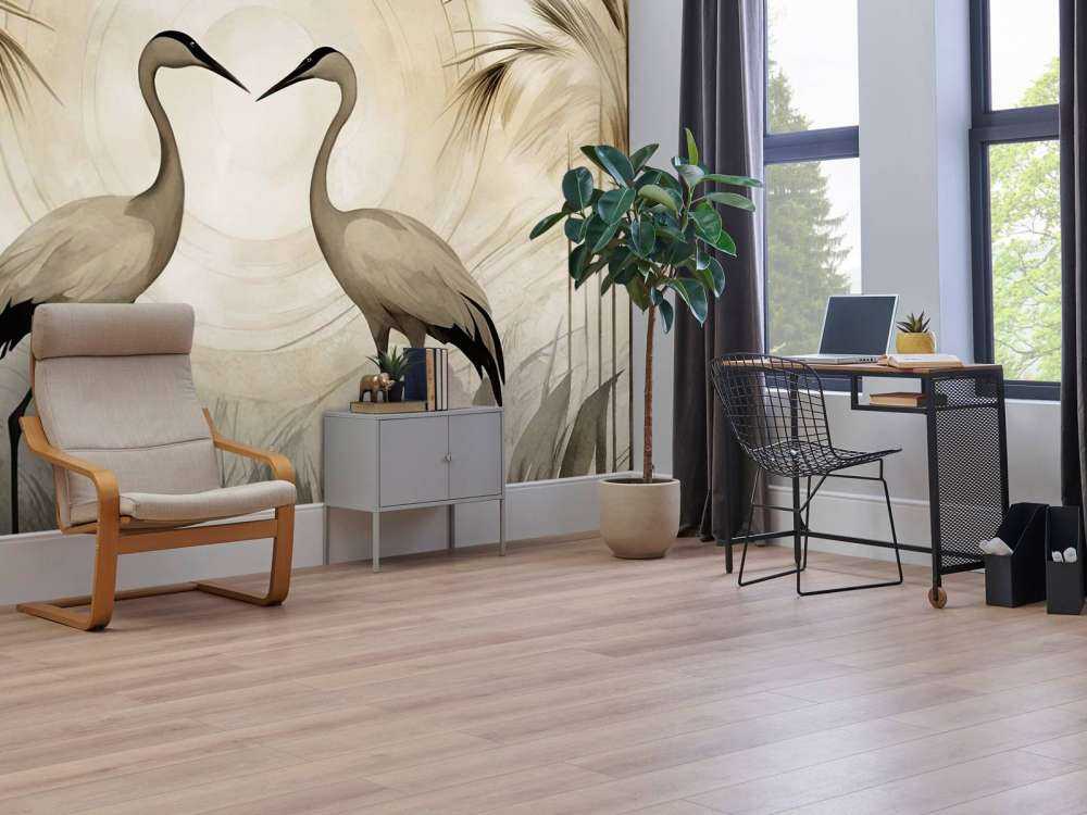 Żurawie o zachodzie słońca taupe