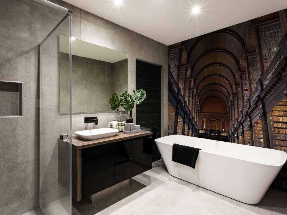 Klasyczna sala książkowa z łukami